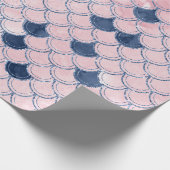 Mermaid Scales Pink Rose Glitzer Blue Navy Spark Geschenkpapier (Ecke)