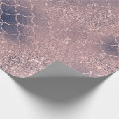 Mermaid Scales Pink Rose Glitzer Navy Blush Spark Geschenkpapier (Ecke)