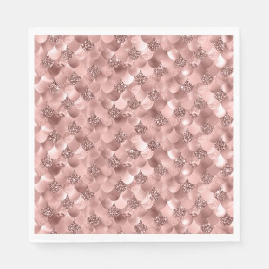 Mermaid Scales Pink Rose Gold Glitzer Mauve Blush Serviette (Vorderseite)
