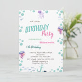 Mermaid Scales Schwanz Sea Summer Birthday Party Einladung (Stehend Vorderseite)