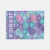 Mermaid Scales Seashell Pattern Fantasy Fleecedecke (Vorderseite (Horizontal))