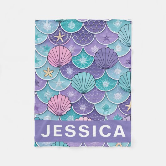 Mermaid Scales Seashell Pattern Fantasy Fleecedecke (Vorderseite)