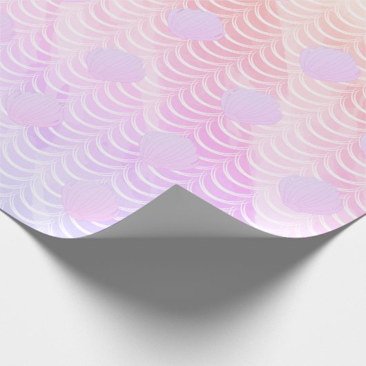 Mermaid Scales Seashells Wasserfarben-Muster Geschenkpapier (Ecke)
