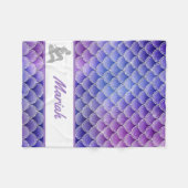 *~* Mermaid Scales Silver Glitzer Lila Blue Fleecedecke (Vorderseite (Horizontal))