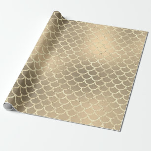 Mermaid Scales Smoky Gold Champagne Geschenkpapier
