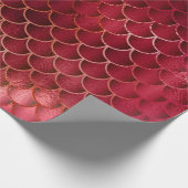 Mermaid Scales Unicorn Metallic Burgundy Rose Pink Geschenkpapier (Ecke)
