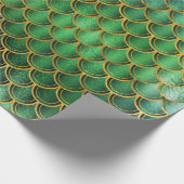 Mermaid Scales Unicorn Metallic Emerald Gold Green Geschenkpapier (Ecke)