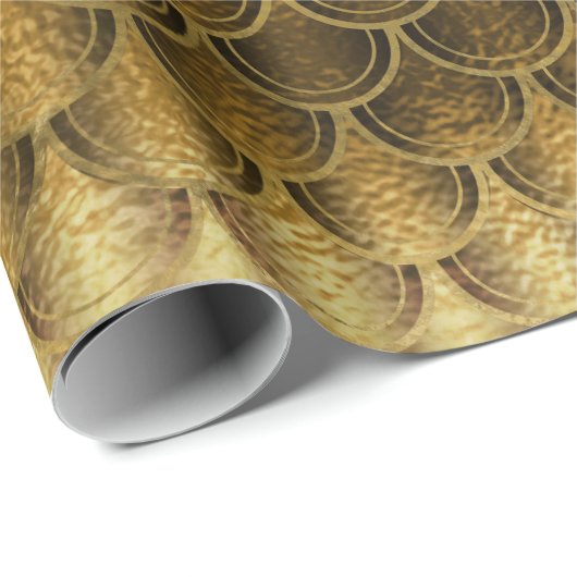Mermaid Scales Unicorn Metallic Sepia Gold Bronze Geschenkpapier (Rolleneckpunkt)