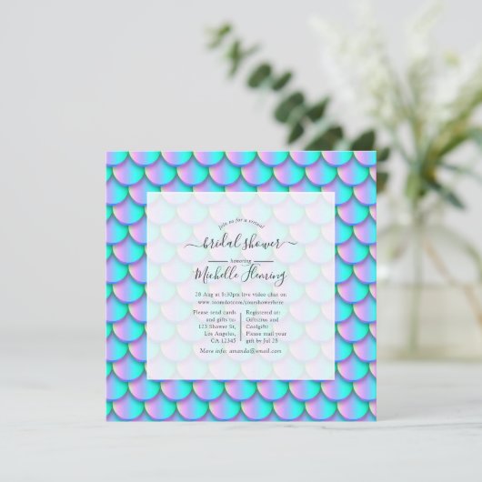 Mermaid Scales Virtual Dusche Einladung (Stehend Vorderseite)