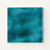 Mermaid Scanner Aquamarin Glitzer Monogram Sketchb Notizblock (Rückseite)