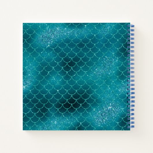 Mermaid Scanner Aquamarin Glitzer Monogram Sketchb Notizblock (Rückseite)