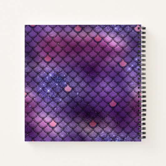 Mermaid Scanner Glitzer Lila Monogram Sketchbook N Notizblock (Rückseite)