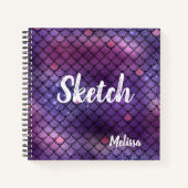 Mermaid Scanner Glitzer Lila Monogram Sketchbook N Notizblock (Vorderseite)