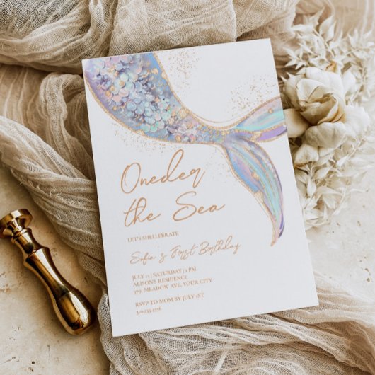 Mermaid Schwanz 1. Geburtstag Einladung