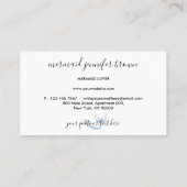 Mermaid Schwanz Aquamarine Unterschrift Visitenkarte (Rückseite)