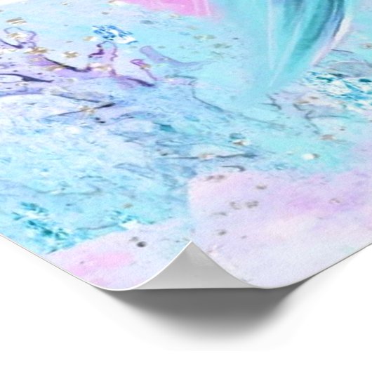 Mermaid Schwanz Baby Shower Signs Poster (Ecke)