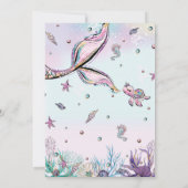 Mermaid Schwanz Baby Shower Under Sea Baby Girl Einladung (Rückseite)