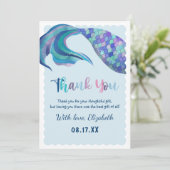 Mermaid Schwanz Background Geburtstagspartei Dankeskarte (Stehend Vorderseite)
