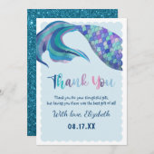 Mermaid Schwanz Background Geburtstagspartei Dankeskarte (Vorne/Hinten)
