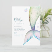 Mermaid Schwanz Birthday Einladung (Stehend Vorderseite)