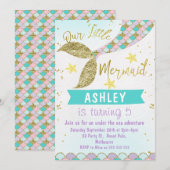 Mermaid Schwanz Birthday Einladung (Vorne/Hinten)
