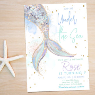 Mermaid Schwanz Birthday Einladung