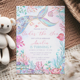 Mermaid Schwanz Birthday Einladung Mermaid im Rahm