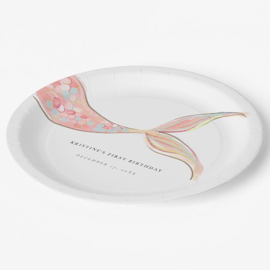 Mermaid Schwanz Birthday Paper Teller (Schrägansicht)