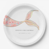 Mermaid Schwanz Birthday Paper Teller (Vorderseite)
