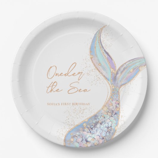 Mermaid Schwanz Birthday Pappteller (Vorderseite)