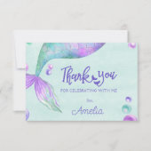 Mermaid Schwanz Birthday Party Dankeskarte (Vorderseite)