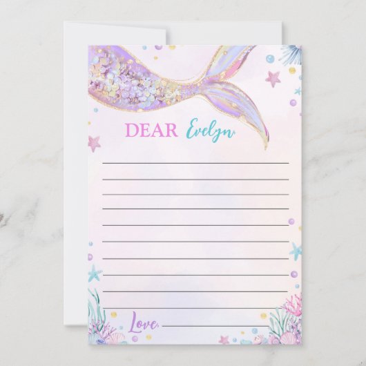 Mermaid Schwanz Birthday Time Kapselausweis Dankeskarte (Vorderseite)