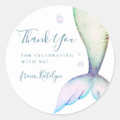 Mermaid Schwanz Birthday Vielen Dank Runder Aufkleber (Vorderseite)