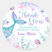 Mermaid Schwanz Birthday Vielen Dank Runder Aufkleber (Vorderseite)