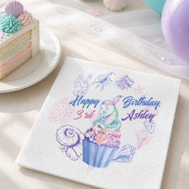 Mermaid Schwanz Cupcake Birthday Paper Napkins Serviette
