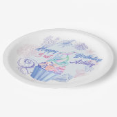 Mermaid Schwanz Cupcake Birthday Paper Plate Pappteller (Schrägansicht)