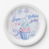 Mermaid Schwanz Cupcake Birthday Paper Plate Pappteller (Vorderseite)