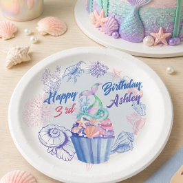 Mermaid Schwanz Cupcake Birthday Paper Plate Pappteller