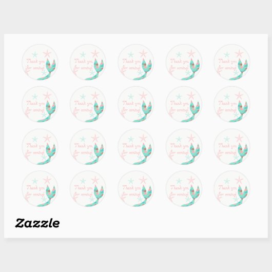 Mermaid Schwanz Danke, Stickers (Blatt)