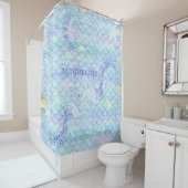 Mermaid Schwanz Fish Scale Muster Mädchen Name Sta Duschvorhang (Beispiel)