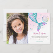 Mermaid Schwanz Foto Birthday Dankeskarte (Vorderseite)