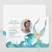 Mermaid Schwanz Foto Einladung (Vorne/Hinten)