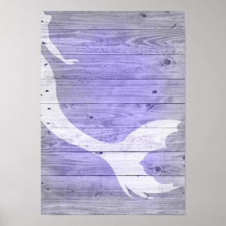 Mermaid-Schwanz-Holzhintergrund Poster