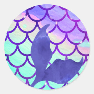 Mermaid Schwanz Lila Runder Aufkleber