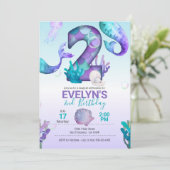 Mermaid Schwanz Mermaid Einladung zum 2. Geburtsta (Stehend Vorderseite)