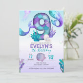 Mermaid Schwanz Mermaid Einladung zum 9. Geburtsta (Stehend Vorderseite)