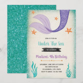 Mermaid Schwanz Party Einladung (Vorne/Hinten)