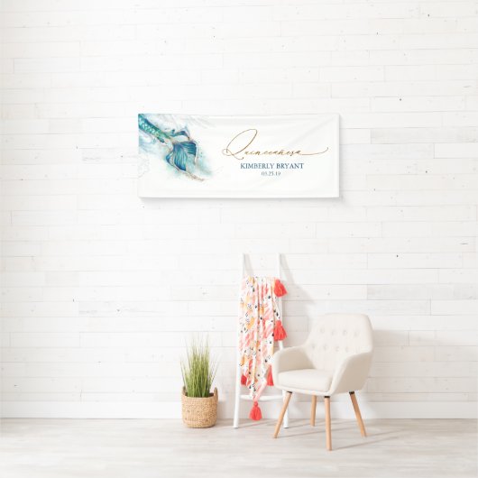 Mermaid Schwanz Quinceanera 15. Geburtstag Banner (Insitu)