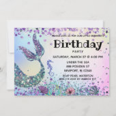 *~* Mermaid Schwanz Rainbow Girl Birthday Einladung (Rückseite)