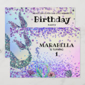 *~* Mermaid Schwanz Rainbow Girl Birthday Einladung (Vorne/Hinten)